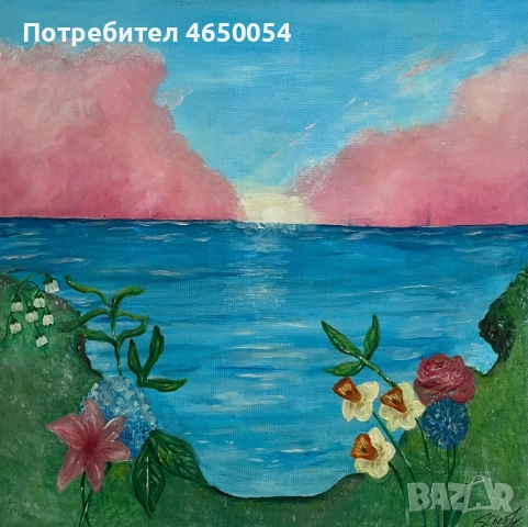 Картина размер 50/50, темперни бои, лакирана