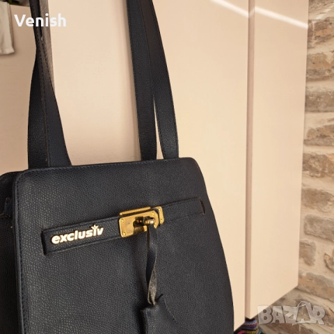 Синя кожена чанта и евро портмоне , снимка 8 - Чанти - 52175546