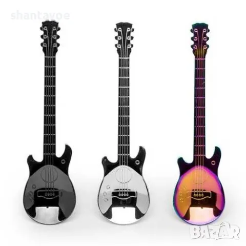 Метални лъжици китара в различни цветове - 3 броя, снимка 2 - Прибори за хранене, готвене и сервиране - 49369825