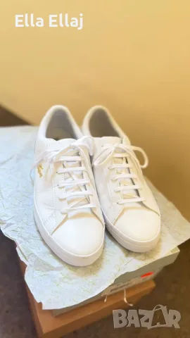 Оригинални дамски бели маратонки / кецове Lacoste (Естествена кожа) – № 40 (UK 6.5), снимка 2 - Дамски ежедневни обувки - 55972171