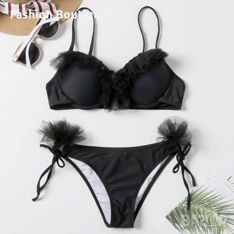 3 цвята! Бански твърда чашка хърбали розов черен сив, снимка 7 - Бански костюми - 32090517