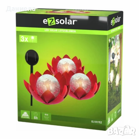 LED слънчев градински соларен панел с 3 светещи лампи цветя , снимка 4 - Лед осветление - 50992427