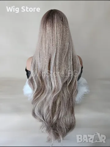Пепеляво руса перука без бретон, снимка 2 - Аксесоари за коса - 47740624