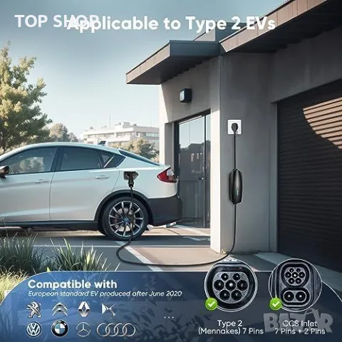 Ново Мощно Type 2 EV Зарядно - 6-13А Регулируем Ток за електромобил, снимка 9 - Друга електроника - 49321343