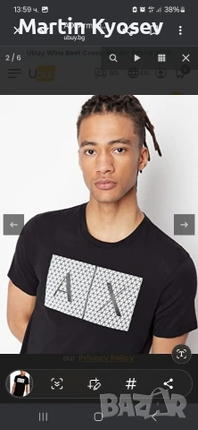 Тениска Armani Exchange черна, снимка 2 - Тениски - 54358207