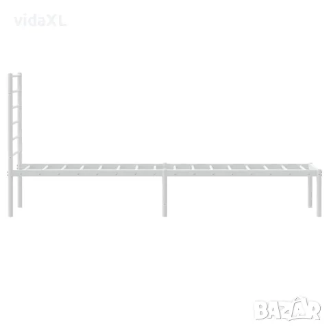 vidaXL Метална рамка за легло, без матрак, с табла, бяла, 75x190 см, снимка 7 - Спални и легла - 56147210