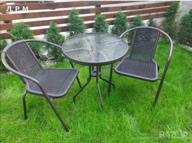 Градински комплект 2 стола с маса, снимка 6 - Градински мебели, декорация  - 53992620