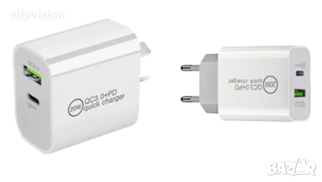 Бързо зарядно 20W , 220V, USB-C, 3A, снимка 2 - Оригинални зарядни - 51826273