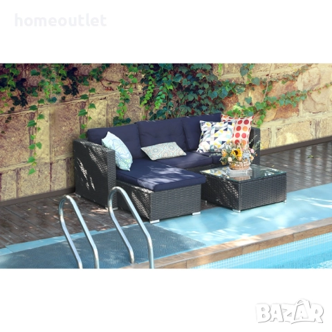 Градински комплект от 3 части изработен от PVC ратан и метална основа PHIVILLA E02GF0206-069-03, снимка 2 - Градински мебели, декорация  - 51616156