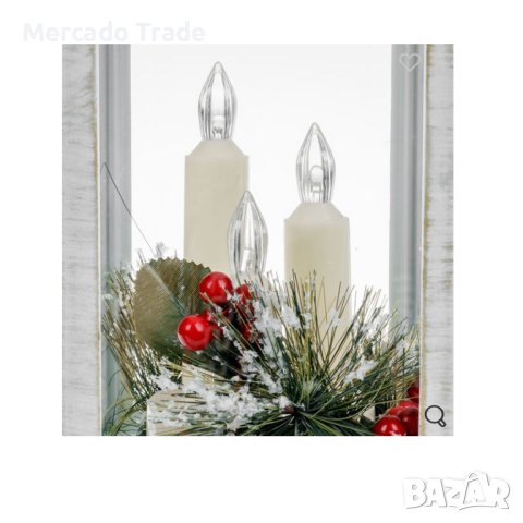 Декоративен фенер Mercado Trade, 3 LED свещи, Бял, снимка 2 - Декорация за дома - 42828429