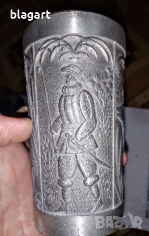 Релефна Чаша,бокал -калаено-сребърна сплав, снимка 13 - Други ценни предмети - 39284673