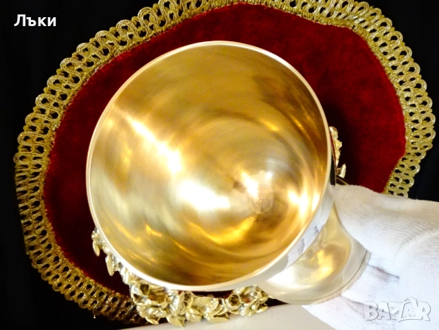 Викториански бронзов бокал за вино,щампанско 250 мл. , снимка 2 - Антикварни и старинни предмети - 52266011