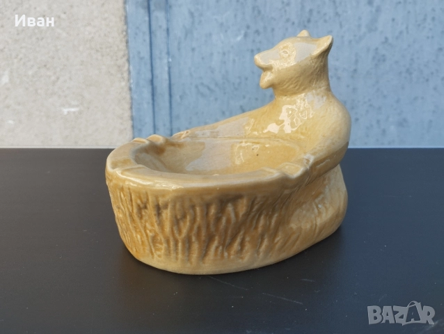 Винтидж порцеланова мечка пепелник, снимка 3 - Антикварни и старинни предмети - 52226707