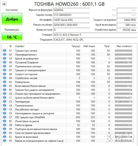 Хард диск Toshiba P300 6TB / 3.5" / SATA / HDD, снимка 2 - Твърди дискове - 53915142