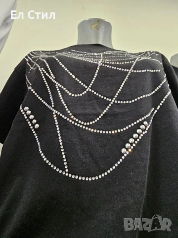 Дамски тениски с камъчета От С до Л свободен модел е, снимка 3 - Тениски - 54075320