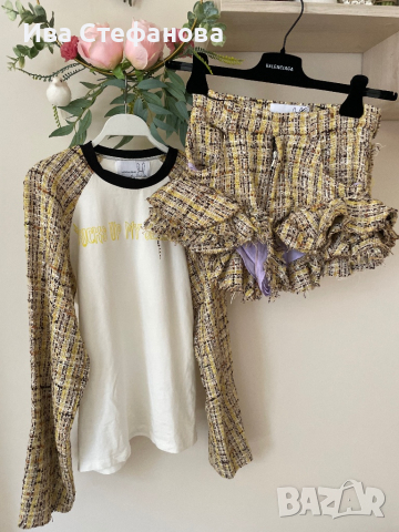 букле  елегантен оригинален сет комплект от две части блуза и къси панталони къдрици Natasha Zinko, снимка 10 - Костюми - 44922473