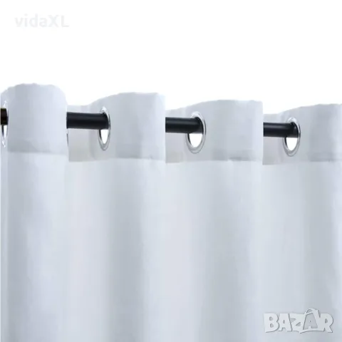 vidaXL Затъмняващи завеси с метални халки, 2 бр, бели, 140x175 см, снимка 3 - Пердета и завеси - 56146025