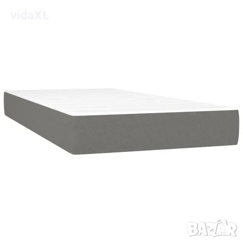 vidaXL Боксспринг легло с матрак, тъмносив, 90x190 см, плат, снимка 5 - Спални и легла - 56146606