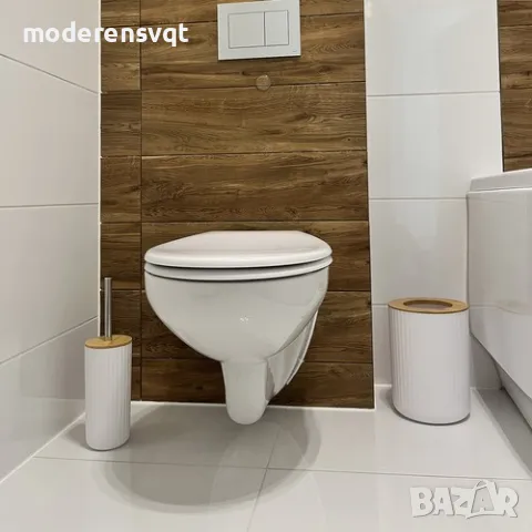 Комплект 6бр аксесоари за баня бял и черен, снимка 4 - Мопове, кофи, четки и метли - 47643092