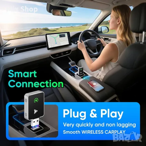 Нов Безжичен адаптер за CarPlay и Android Auto, снимка 2 - Аксесоари и консумативи - 55726587