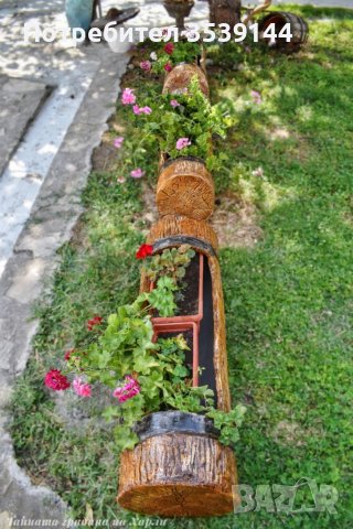 Градински кашпи от щампован бетон имитиращи дърво, снимка 10 - Саксии и кашпи - 38585503