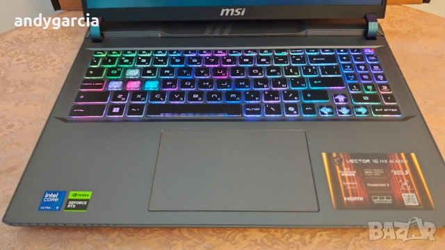 NVidia RTX 5080 16GB/Core Ultra 9 275HX/32GB RAM/1TB NVMe/MSI Vector 16HX/16 QHD 240hz/Гаранция, снимка 10 - Лаптопи за игри - 52156318