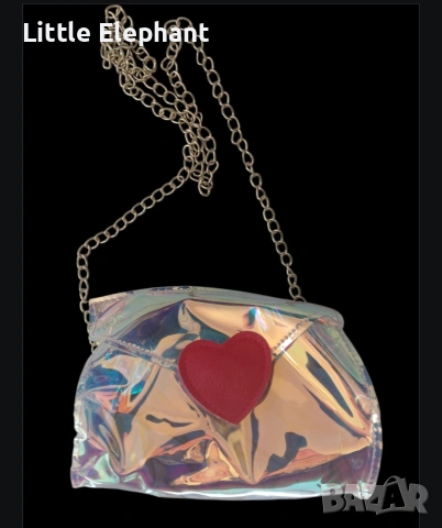 ​✨ Холограмна Мини Чанта с Червено Сърце – Тренд Модел!/нова