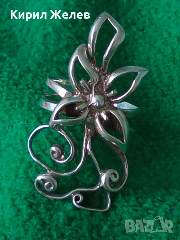 РАЗКОШЕН ФЛОРАЛЕН СРЕБЪРЕН ПРЪСТЕН СРЕБРО 925 ИЗЯЩНА ФИНА МАЙСТОРСКА АЖУРНА РЪЧНА ИЗРАБОТКА 30618, снимка 12 - Пръстени - 50340567