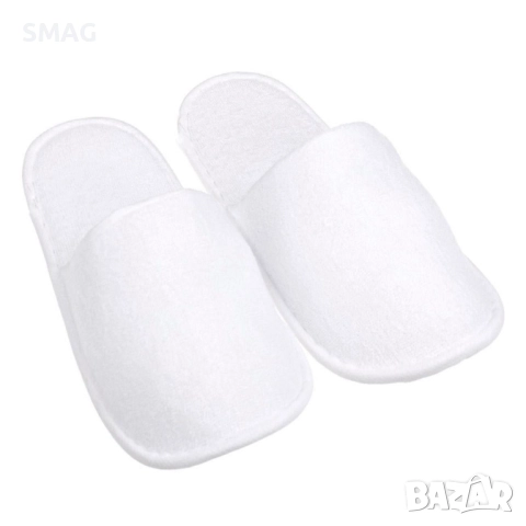 Мъжки еднократни бели пантофи от хавлиена материя_1183615