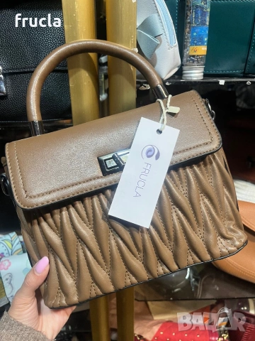 Оформена дамска чанта в цвят лате, снимка 3 - Чанти - 54238182