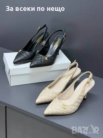 Chanel Елегантни Дамски Обувки С Капитонирана Кожа И Златно Лого На Токчето Код SEM-398