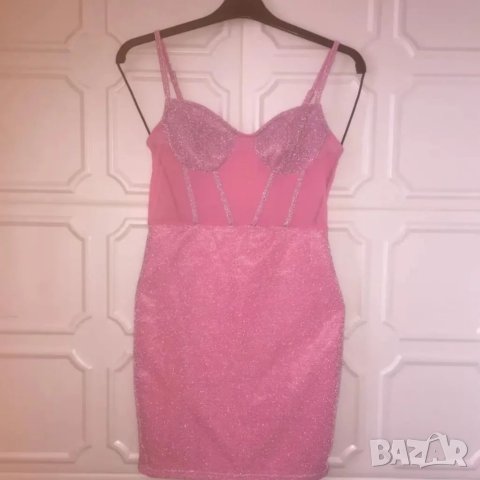 Уникална розова рокля бляскава тип корсет BARBIE TREND , снимка 8 - Рокли - 40760224