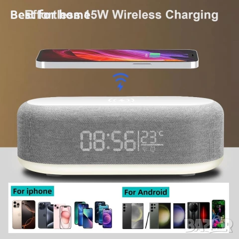 PDKUAI 4-в-1 будилник със станция за зареждане, снимка 4 - Друга електроника - 51055027