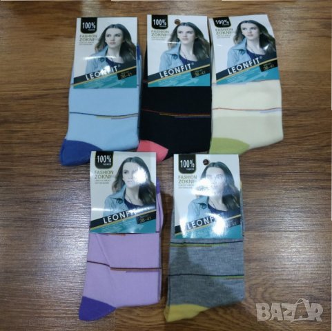 Комплект от 5 броя дамски памучни чорапи 1 лв./бр., снимка 1 - Дамски чорапи - 32026351