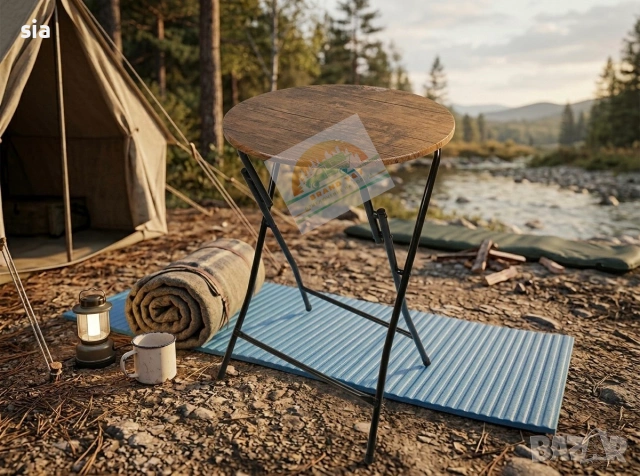 Туристическа масичка, дърво и метал, Маса за пикник