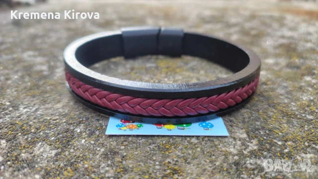 Мъжки гривни от естествена кожа и стомана. Идея за подарък. Бижута Луди гъби.