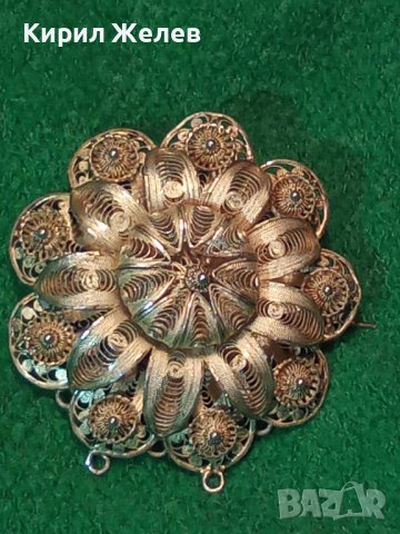 РАЗКОШНА СТАРИННА СРЕБЪРНА ФИЛИГРАННА ФЛОРАЛНА БРОШКА ФИНА МАЙСТОРСКА РЪЧНА ИЗРАБОТКА УНИКАТ 35809, снимка 2 - Антикварни и старинни предмети - 39507059