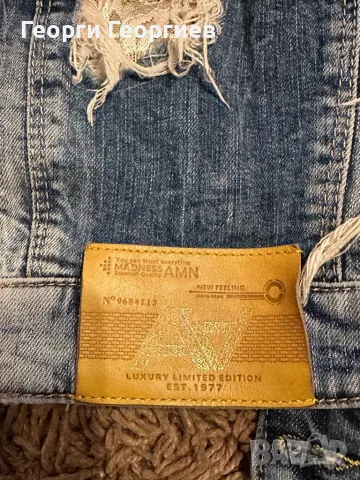 Уникално дънково яке с жълти акценти и дантела, снимка 5 - Якета - 49518331