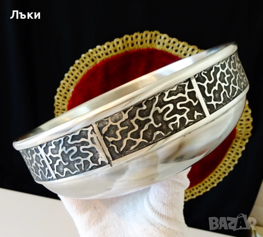 Норвежка калаена купа,салатиера от калай,релеф. , снимка 4 - Антикварни и старинни предмети - 51526952