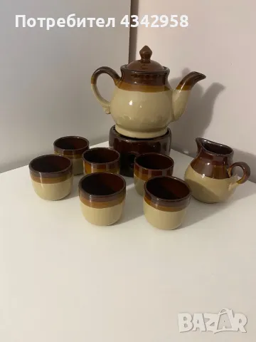 Vintage Glazed Ceramic Teapot, снимка 3 - Антикварни и старинни предмети - 49074454