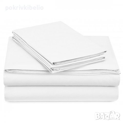 Спално Бельо в бяло, 100% памук , за спалня 4 части. Произход България , снимка 1 - Спално бельо - 38742265