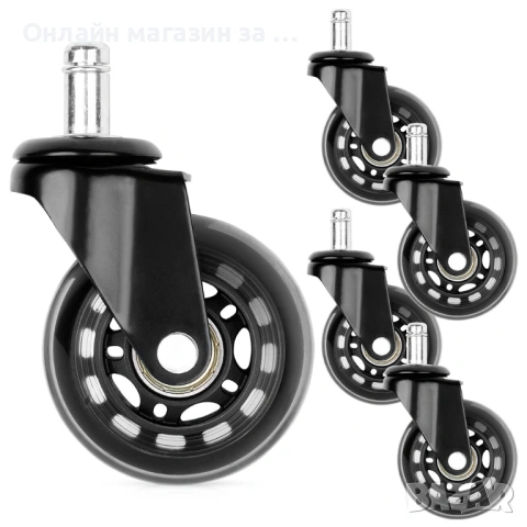 Комплект от 5 колелца за офис столове за твърд под 6.3 cm-10 mm 569997, снимка 2 - Столове - 53232920
