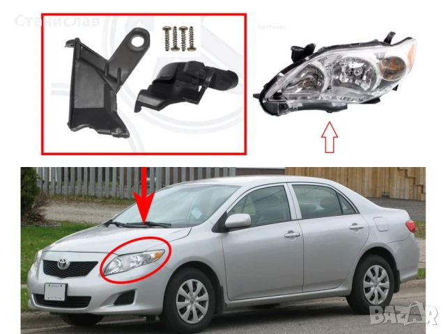 Комплект щипки за захващане на фар Toyota Corolla E140/E150, снимка 3 - Части - 50650757