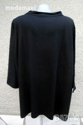4XL Нова блуза с кристални капси в черно, снимка 4 - Туники - 44784084