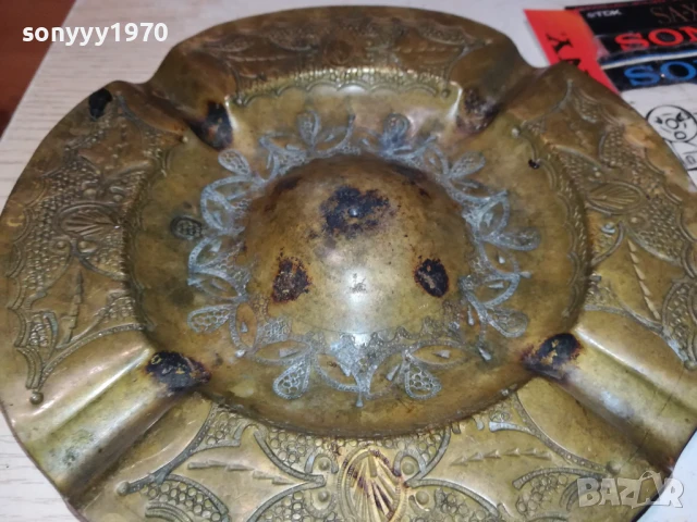 ПЕПЕЛНИК-МЕД/МЕСИНГ 17СМ ВНОС ГЕРМАНИЯ 0208252008LCHERY, снимка 7 - Антикварни и старинни предмети - 51230205