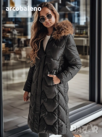 Дамско дълго ватирано зимно яке, 2цвята , снимка 2 - Якета - 48263860