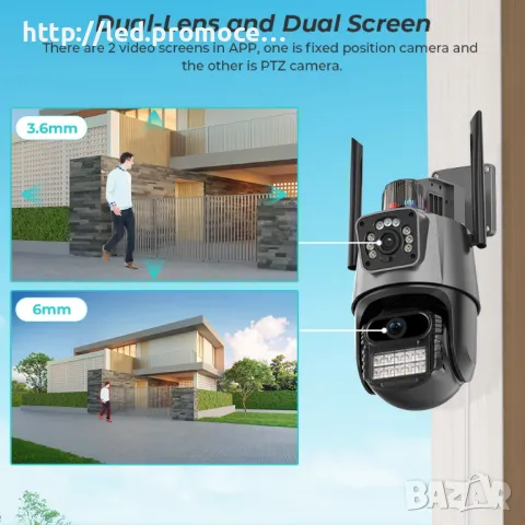 Двойна WIFI  камера за наблюдение, 8MP, екстериор/вътрешност, full HD, 8X увеличение, 360 , снимка 2 - IP камери - 48649850