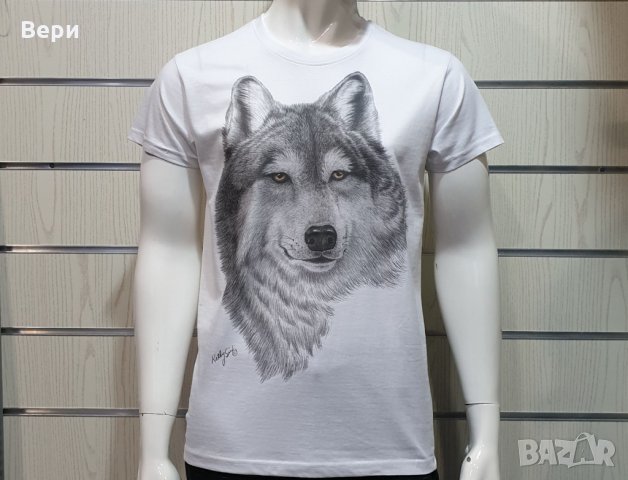 Страхотна нова мъжка тениска с дигитален печат Бял Вълк, Серия Вълци, снимка 7 - Тениски - 29104349