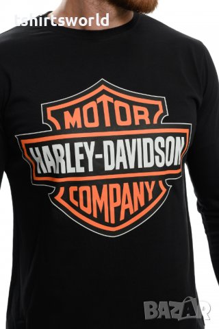 Нов мъжки комплект Harley Davidson: блуза с дълъг ръкав + шапка с козирка, снимка 5 - Блузи - 37700512