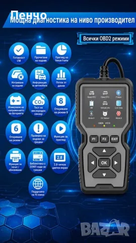 Автодиагностика за кола OBD2 V519 – OBDII скенер, четец и изтриване на грешки, Live Data, снимка 4 - Аксесоари и консумативи - 55803001